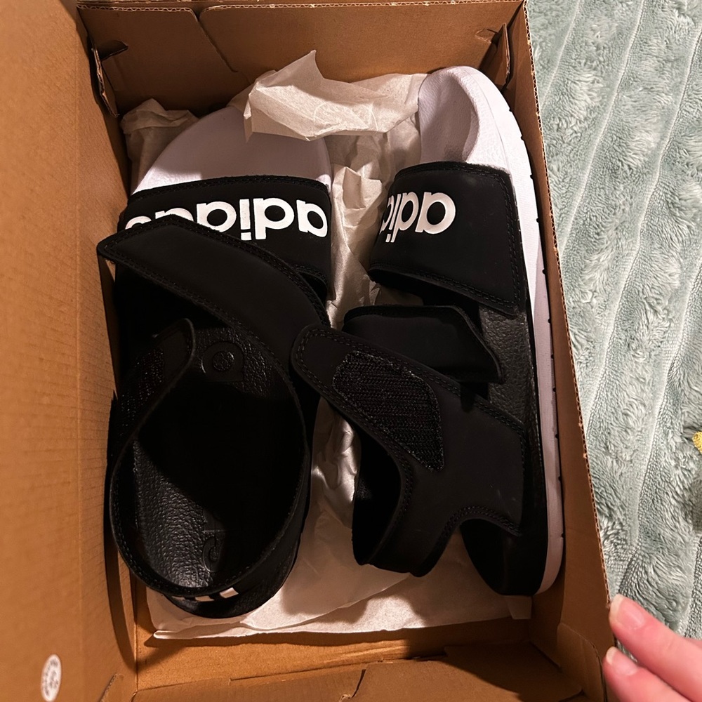 Adidas Kids Black and White Sandals